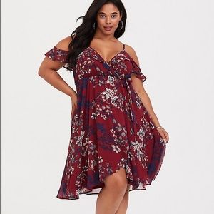 Red Floral Off The Shoulder Dress